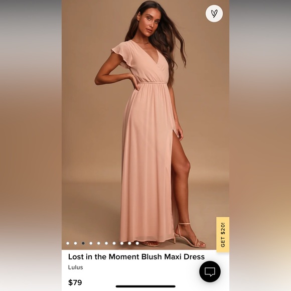Lulus Lost in the Moment Blush Maxi Dress Bridesmaid Flutter Sleeve - Picture 2 of 6